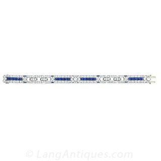 Art Deco Sapphire and Diamond Line Bracelet