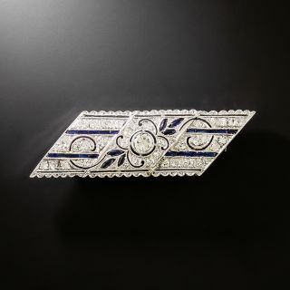 Art Deco Sapphire* and Diamond Parallelogram Brooch - 2