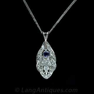 Art-Deco-Sapphire-and-Diamond-Pendant-Main-View