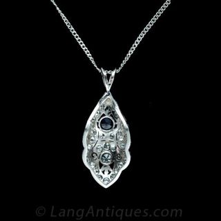 Art Deco Sapphire and Diamond Pendant