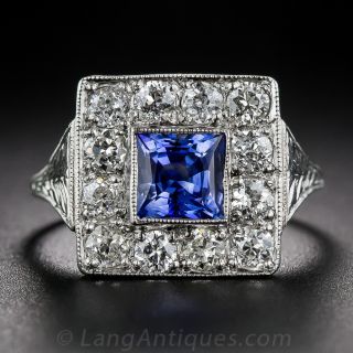 Art Deco Sapphire and Diamond Ring