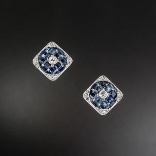 Art Deco Sapphire and Diamond Stud Earrings - 3