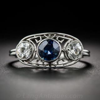 Art Deco Sapphire and Diamond Three-Stone Ring