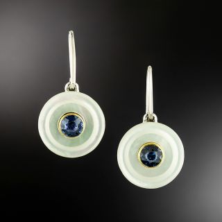 Art Deco Sapphire and Mother-of-Pearl Dangle Earrings - 4