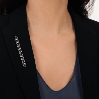 Art Deco Sapphire* and Pearl Bar Pin