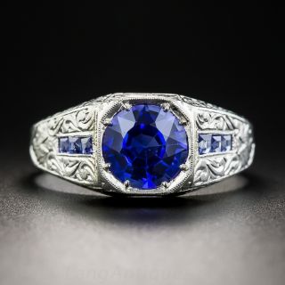 Art Deco Sapphire and Platinum Gent's Ring