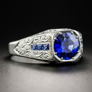 Art Deco Sapphire and Platinum Gent's Ring