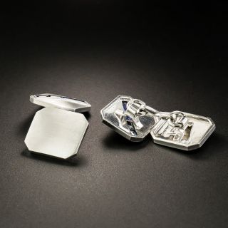 Art Deco Sapphire Cufflinks by J. Milhening