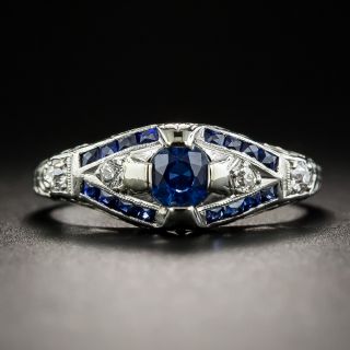 Art Deco Sapphire Diamond and Calibre Sapphire Ring - 1