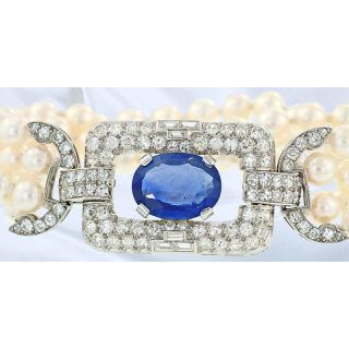 Art Deco Sapphire, Diamond and Pearl Bracelet