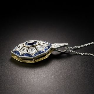 Art Deco Sapphire Diamond  Pendant