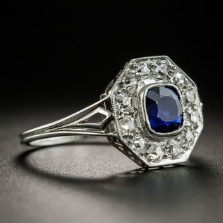 Art Deco Sapphire Diamond Platinum Ring