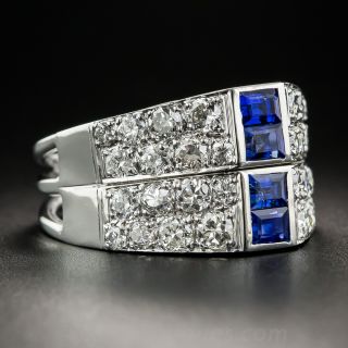 Art Deco Sapphire Diamond Twin Ring