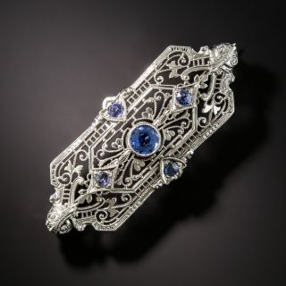 Art Deco Sapphire Filigree Pin - 2
