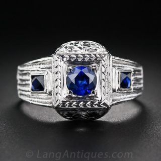 Art Deco Sapphire Gent's Ring