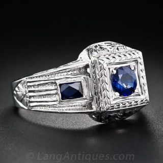 Art Deco Sapphire Gent's Ring