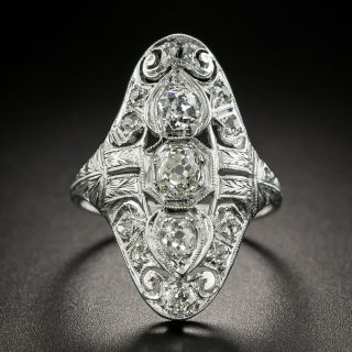 Art Deco Scroll Motif Diamond Dinner Ring - 3