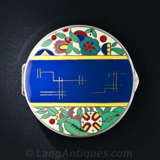 Art Deco Silver Enamel Compact - 1