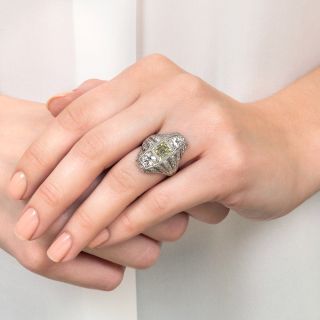 Art Deco  Square-Cut  Diamond Dinner Ring 