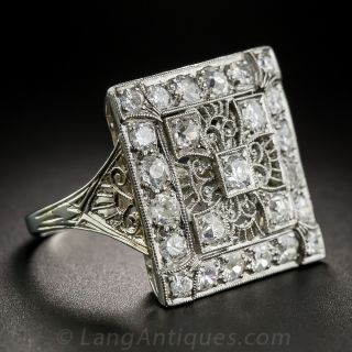 Art Deco Square Diamond and Platinum Ring