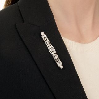 Art Deco Square Diamond Bar Brooch