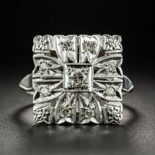Art Deco Square Diamond Dinner Ring - 2