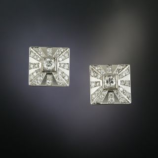 Art Deco Square Diamond Earrings - 2