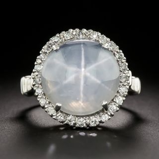 Art Deco Star Sapphire and Diamond Halo Ring - 2