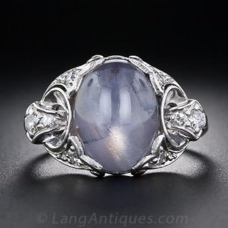 Art Deco Star Sapphire and Diamond Ring