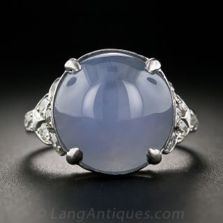 Art Deco Star Sapphire Platinum and Diamond Ring