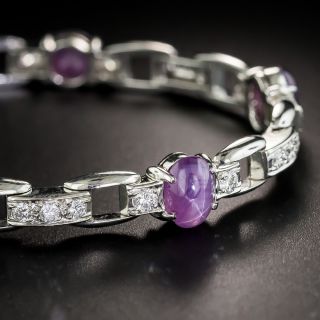 Art Deco Star Sapphire Platinum Diamond Bracelet - 2