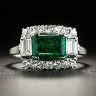 Art Deco Style 1.00 Carat Emerald and Diamond Ring - 1