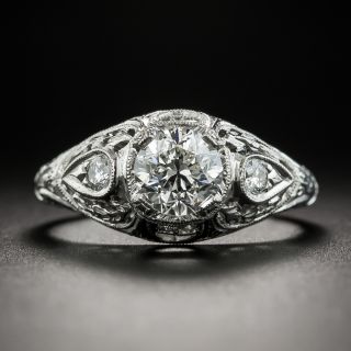 Art Deco Style 1.01 Carat Diamond Platinum Engagement Ring - GIA H VS2  - 1