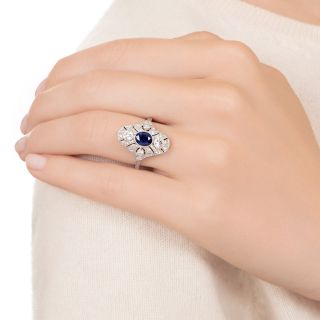 Art Deco-Style 1.01 Carat Sapphire and Diamond Dinner Ring