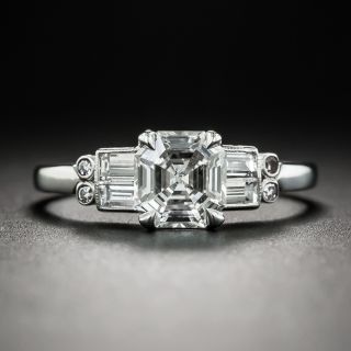 Art Deco Style 1.01 Carat Square Emerald-Cut Diamond Ring - GIA G SI1 - 1