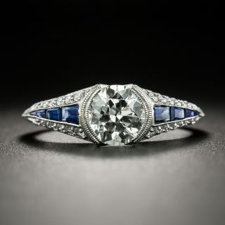 Art Deco Style 1.03 Carat Diamond and Sapphire Engagement Ring - GIA  H VS1 - 2