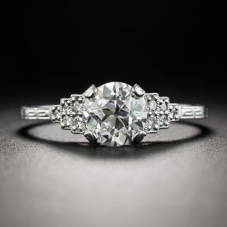 Art Deco Style 1.07 Carat European-Cut Diamond Engagement Ring - GIA G SI1 - 1