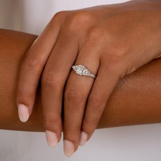 Art Deco Style 1.09 Carat Emerald-Cut Diamond Ring - GIA D VVS2