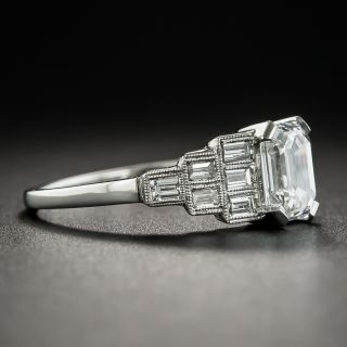 Art Deco Style 1.12 Carat Emerald-Cut Diamond Platinum Engagement Ring - GIA E VS1