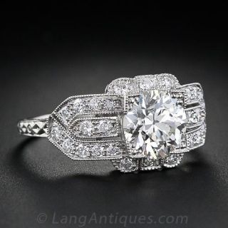 Art Deco Style 1.27 Carat Diamond Engagement Ring