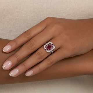 Art Deco Style 1.42 Carat No-Heat Ruby and Diamond Ring