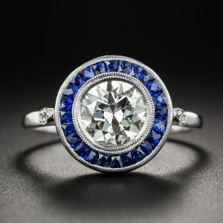 Art Deco Style 1.50 Carat Diamond Sapphire Engagement Ring - 1