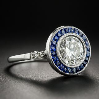 Art Deco Style 1.50 Carat Diamond Sapphire Engagement Ring