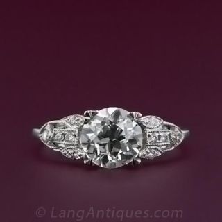 Art Deco Style 1.51 Carat Diamond Engagement Ring