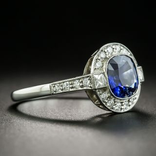 Art Deco Style 1.65 Carat Sapphire and Diamond Ring
