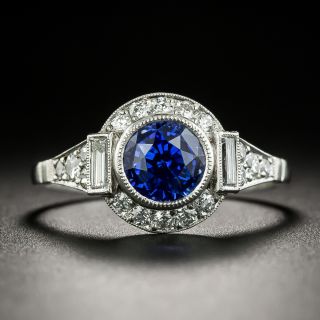 Art Deco Style 1.78 Carat Ceylon Sapphire and Diamond Ring - 1