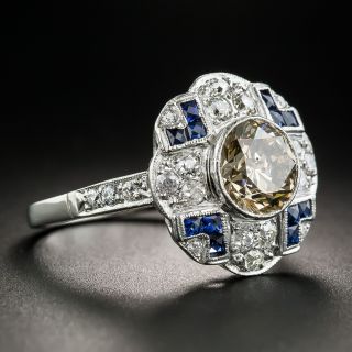 Art Deco Style 1.95 Carat Cognac Diamond Platinum Ring 
