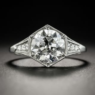 Art Deco Style 2.19 Carat Diamond Platinum Engagement Ring - GIA I SI2 - 2