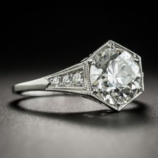Art Deco Style 2.19 Carat Diamond Platinum Engagement Ring - GIA I SI2