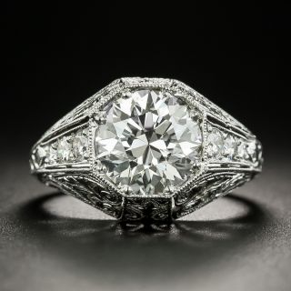 Art Deco Style 2.30 Carat Diamond Platinum Engagement Ring - GIA J VS2 - 1